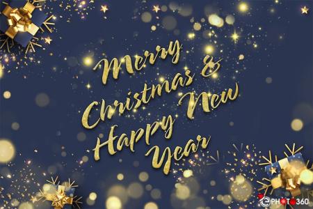 Christmas and New Year glittering 3D golden text effect