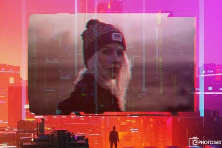 Cyberpunk City Photo Frame