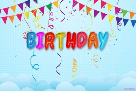 Colorful birthday foil balloon text effects