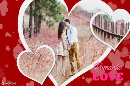 Romantic love video photo frame with sparkling heart