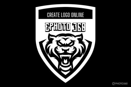 Create an online team logo in black and white style