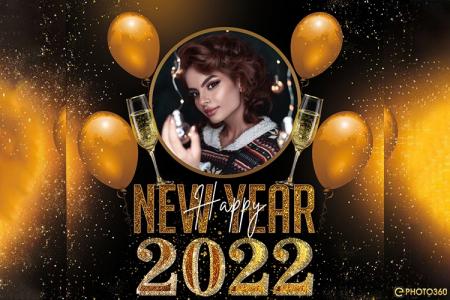 Beautiful New year 2022 photo frames with balloon backgrounds
