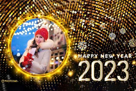 Create glittering 2023 new year photo frames