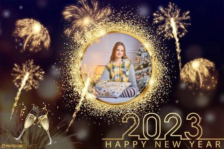 Create New Year fireworks photo frames 2023