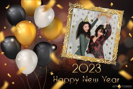 New Year Photo Frame 2023 With Balloons