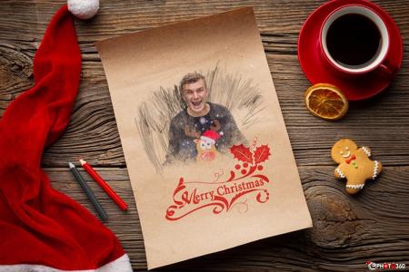 Create a Christmas pencil portrait effect online