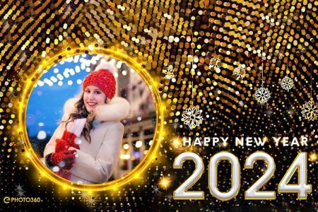 Create glittering 2024 new year photo frames