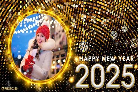 Create glittering 2025 new year photo frames