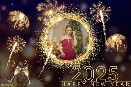 Create New Year fireworks photo frames 2025