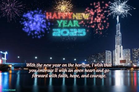 Happy new year video card with fireworks 2025