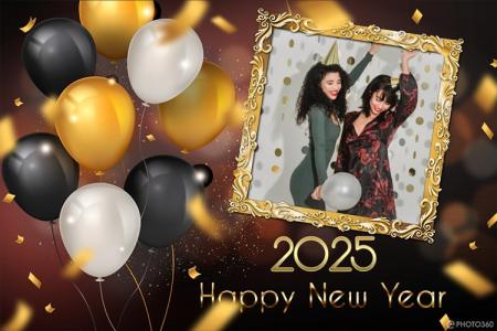 New Year Photo Frame 2025 With Balloons