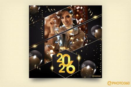 Beautiful New year 2026 photo frames with balloon backgrounds