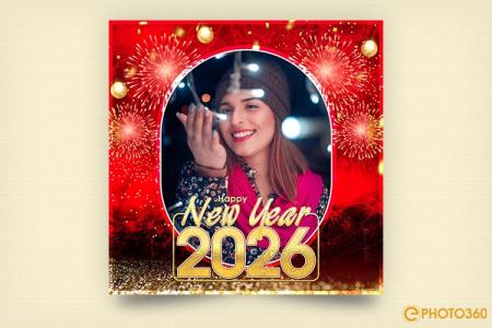 Make happy new year greeting cards 2026 with photo frames