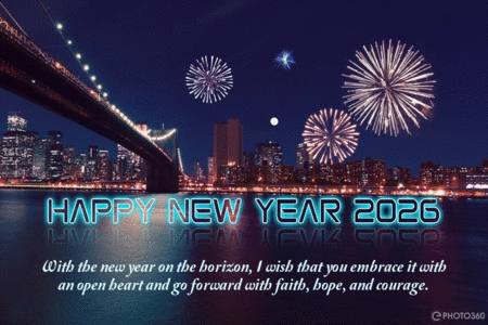 Firework New Year GIFs Card With Wishes Maker