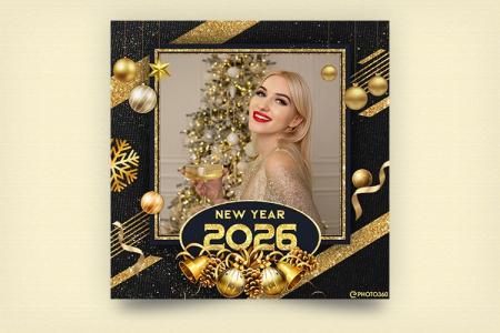Luxury New Year Photo Frame 2026 Free Download