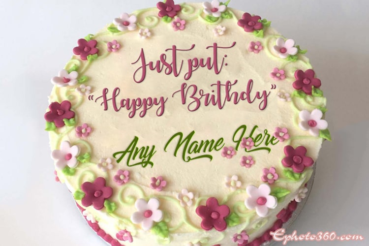 Write Name On Flower Birthday Cake Pics