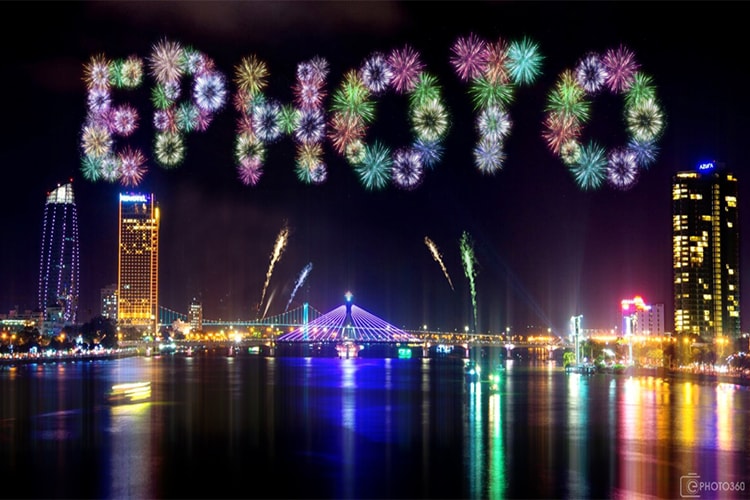 City new year vibrant fireworks text effect