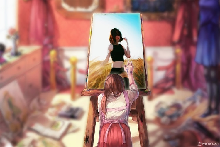 Anime water color photo frame