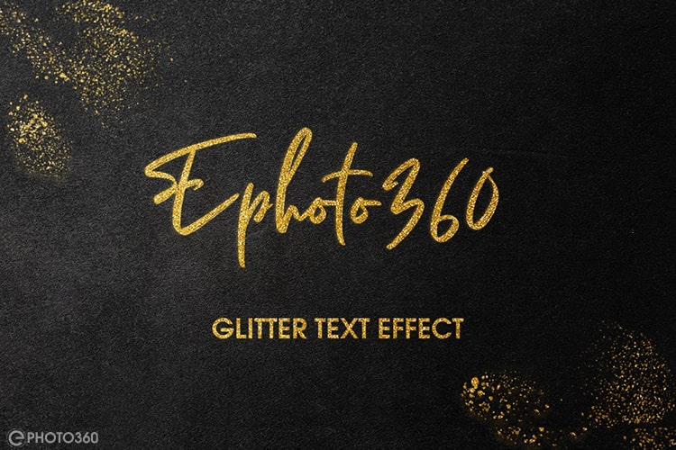 Custom glitter text Photo frame effect