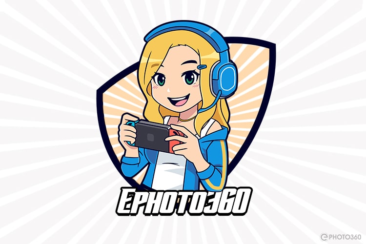 Create cute girl gamer mascot logo online