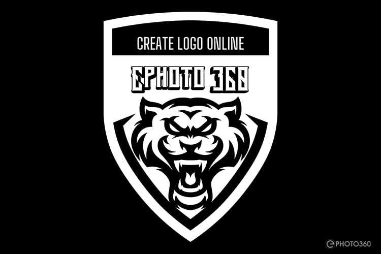 Create an online team logo in black and white style