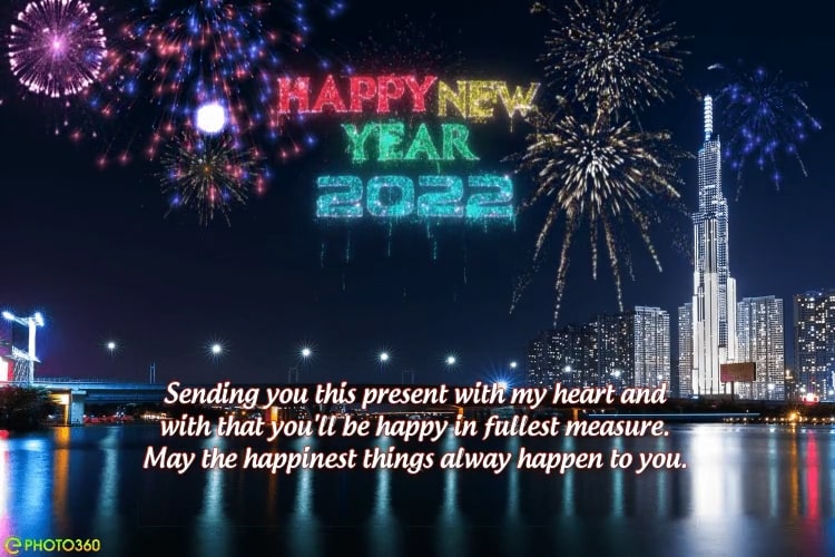 Happy new year video card with fireworks 2022