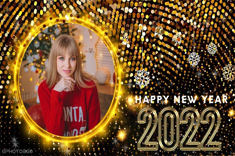 Create glittering 2022 new year photo frames