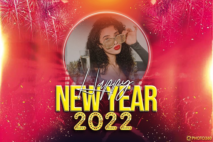 Make happy new year greeting cards 2022 with photo frames