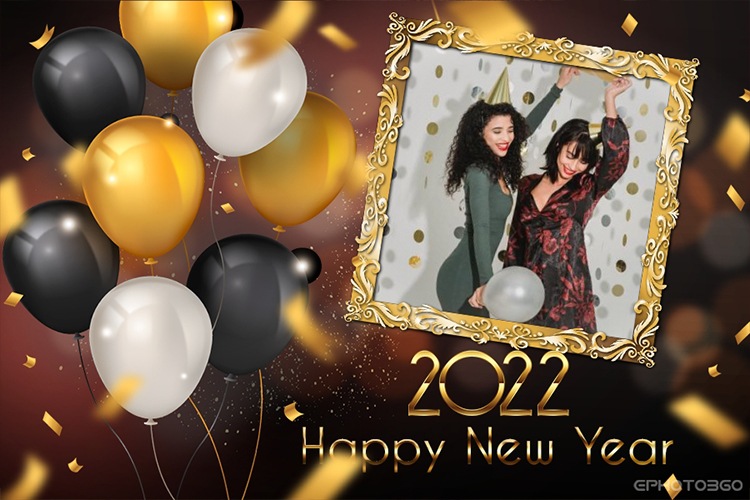 New Year Photo Frame 2022 With Balloons