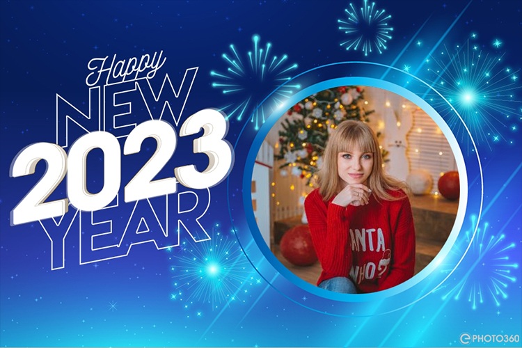 Create a new year fireworks photo frame 2023